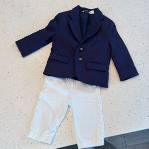 Janie and Jack Classic Navy Blazer with White Trousers Sz 12-18mo